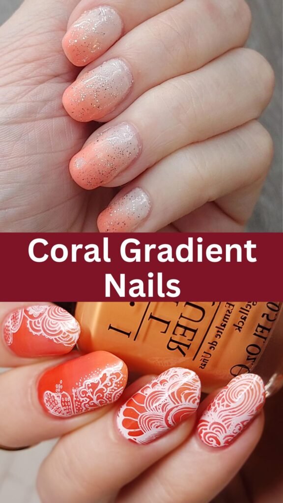 20-Bright-and-Beautiful-Summer-Nail-Colors-coral-gradient-nails-nailstrends.com