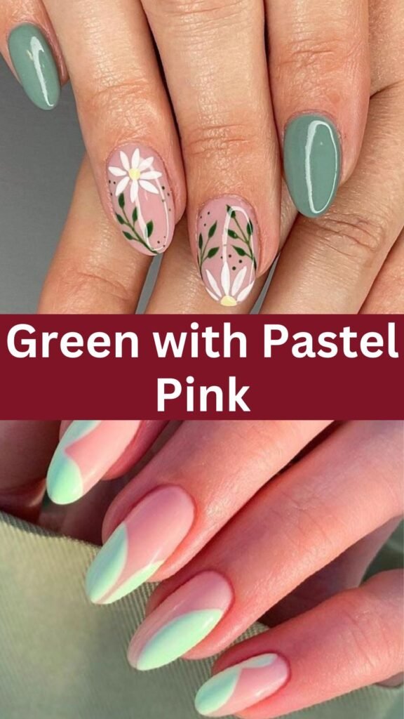 20-Bright-and-Beautiful-Summer-Nail-Colors-green-with-pastel-pink-nailstrends.com