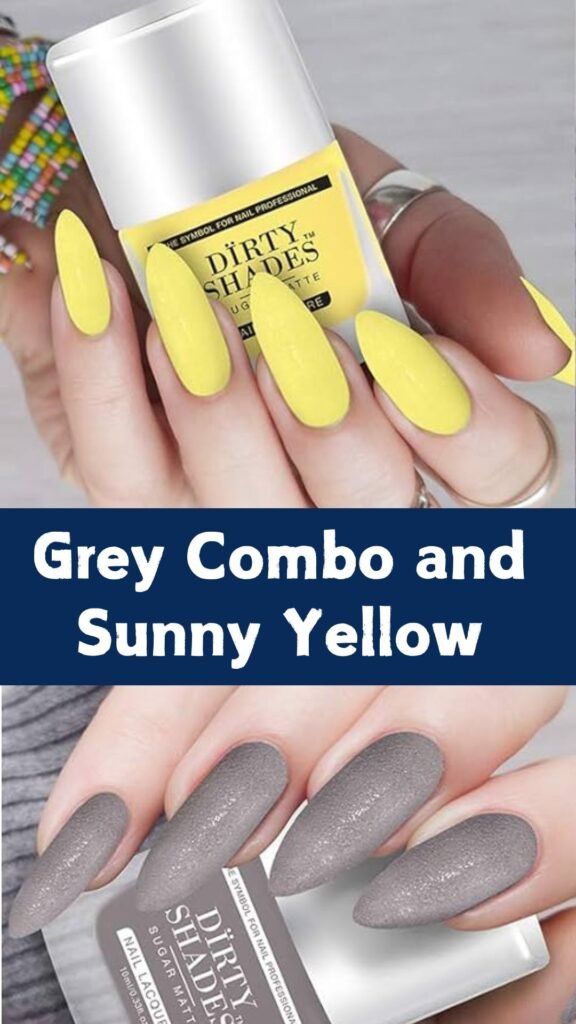 20-Bright-and-Beautiful-Summer-Nail-Colors-grey-combo-and-sunny-yellow-nailstrends.com