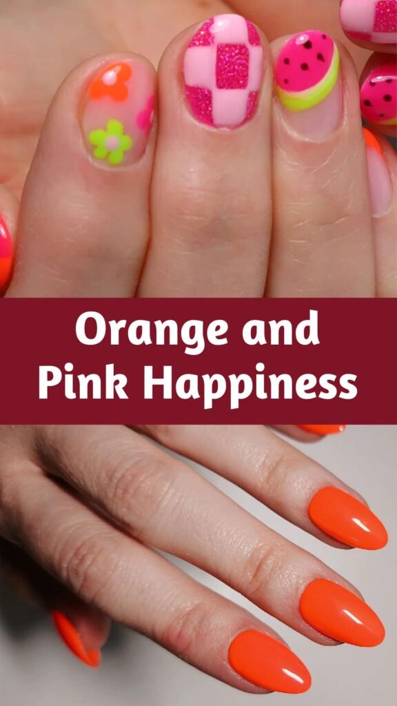 20-Bright-and-Beautiful-Summer-Nail-Colors-orange-and-pink-happiness-nailstrends.com