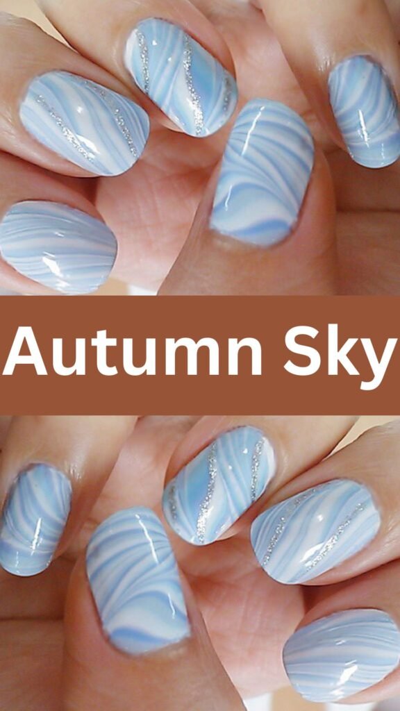 autumn-sky-fall-marble-nail-designs-nailstrends.com