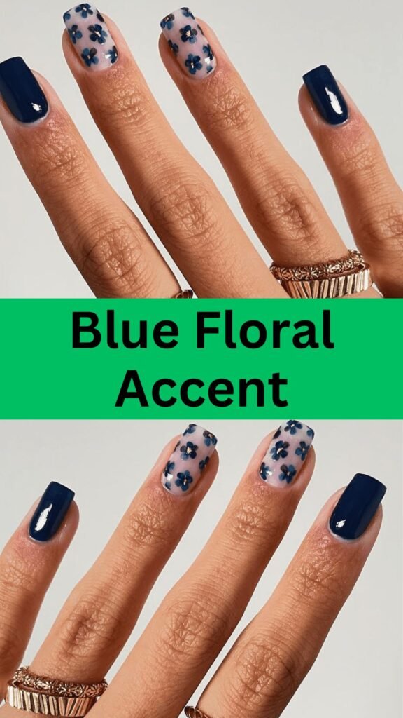 blue-floral-accent-fall-blue-nails-nailstrends.com