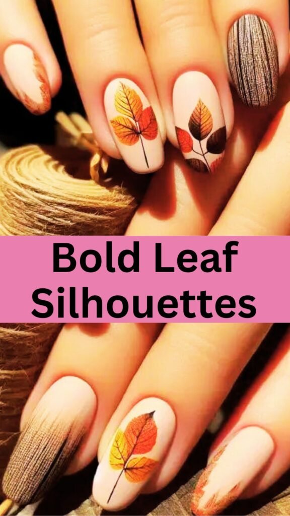 bold-leaf-silhouettes-fall-nail-nailstrends.com