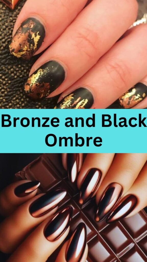 bronze-and-black-ombre-metallic-accented-fall-nails-nailstrends.com