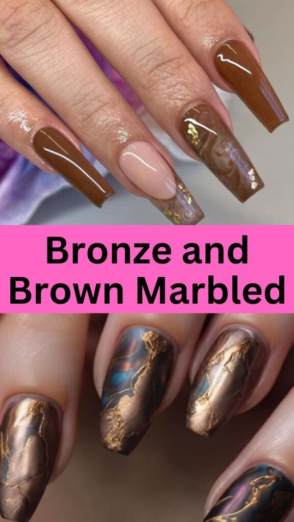 bronze-and-brown-marbled-fall-nail-nailstrends.com