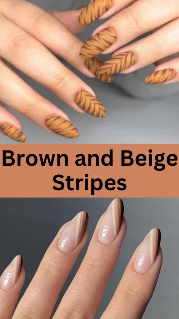 brown-and-beige-stripes-fall-brown-nail-nailstrends.com