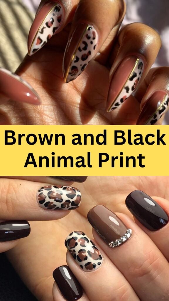 brown-and-black-animal-print-fall-brown-nail-nailstrends.com