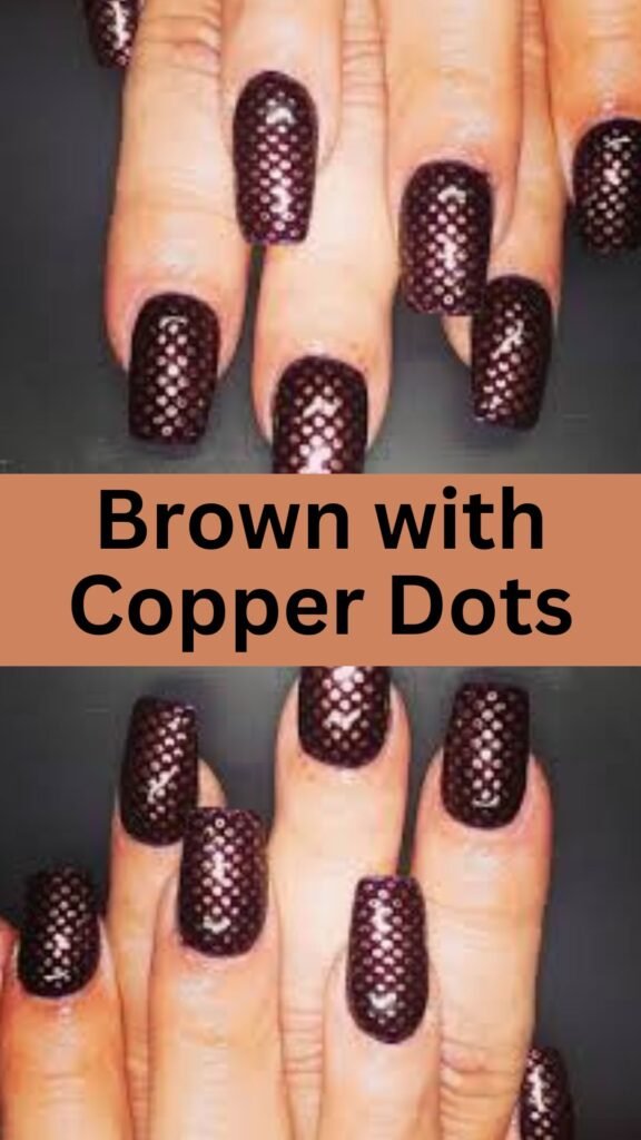 brown-with-copper-dots-fall-brown-nail-nailstrends.com