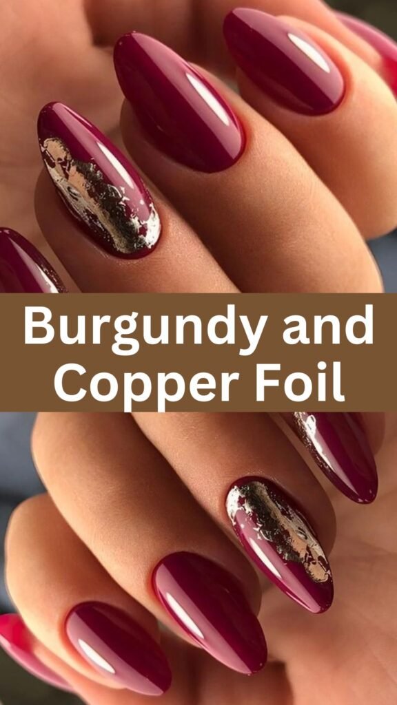 burgundy-and-copper-foil-fall-nails-nailstrends.com