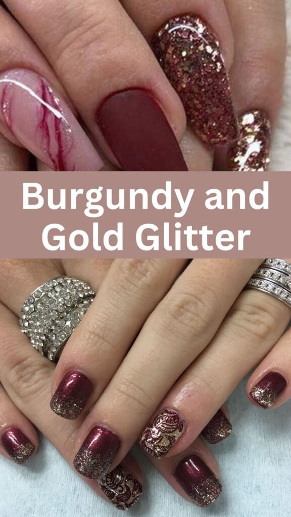 burgundy-and-gold-glitter-fun-fall-nails-nailstrends.com