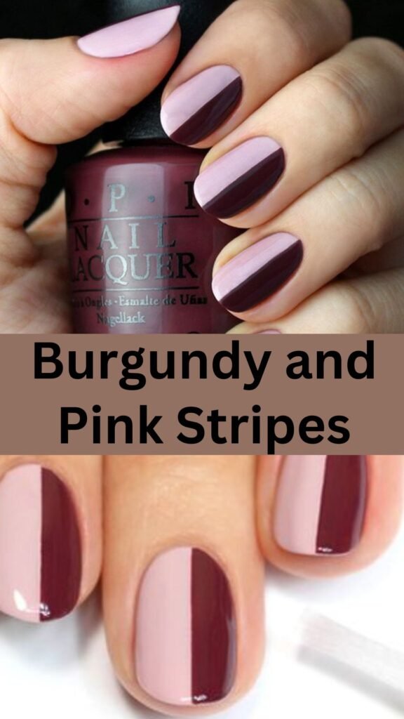 burgundy-and-pink-strips-fall-nails-nailstrends.com