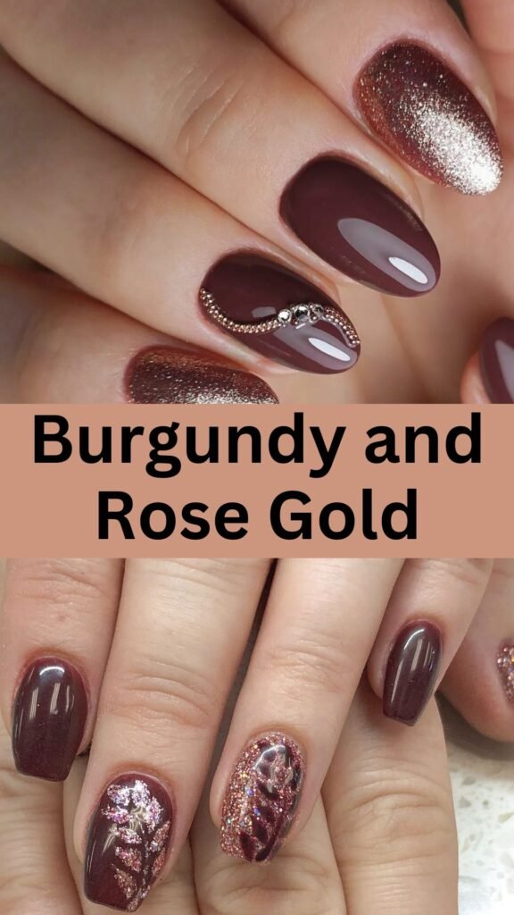 burgundy-and-rose-gold-cozy-fall-nail-nailstrends.com