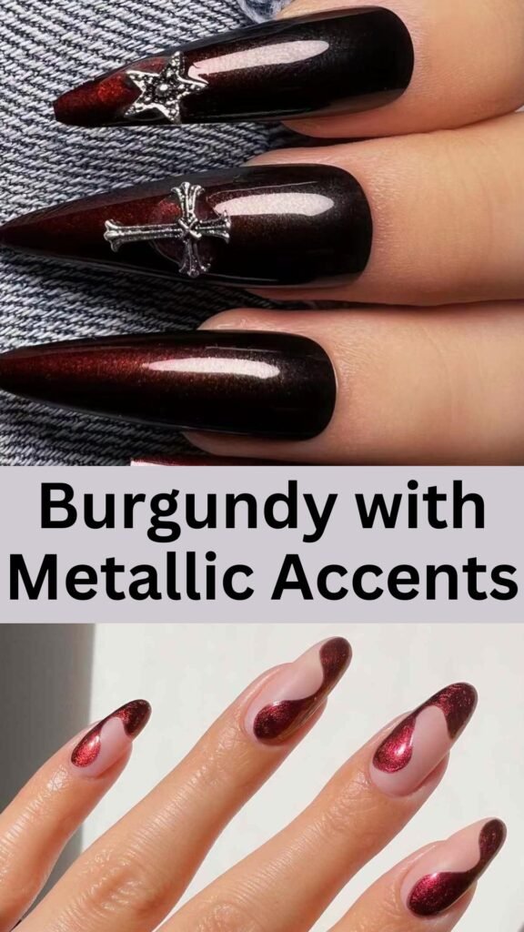 burgundy-with-metallic-accents-fall-nails-nailstrends.com