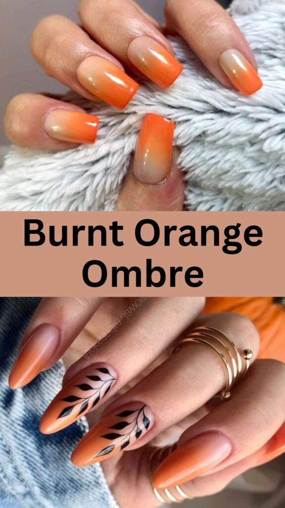 burnt-orange-ombre-cozy-fall-nail-nailstrends.com