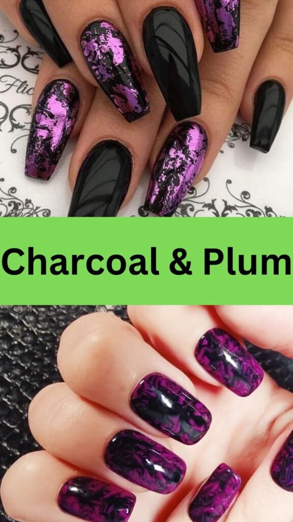 charcoal-and-plum-fall-marble-nail-designs-nailstrends.com