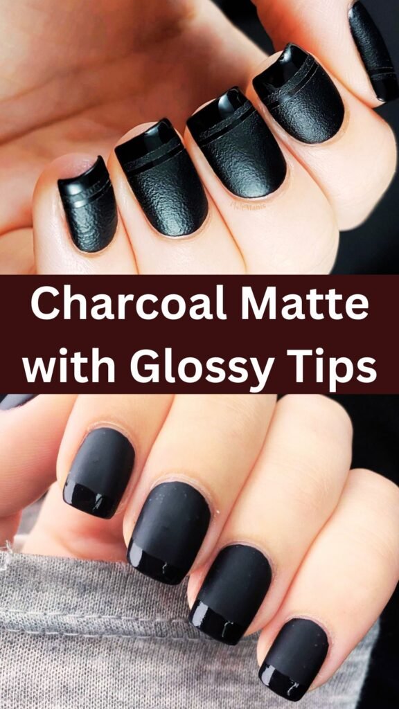 charcoal-matte-with-glossy-tips-dark-fall-nails-nailstrends.com