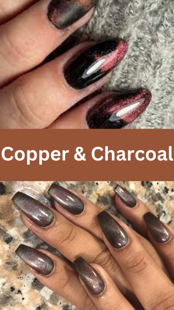 copper-and-charcoal-fall-marble-nail-designs-nailstrends.com