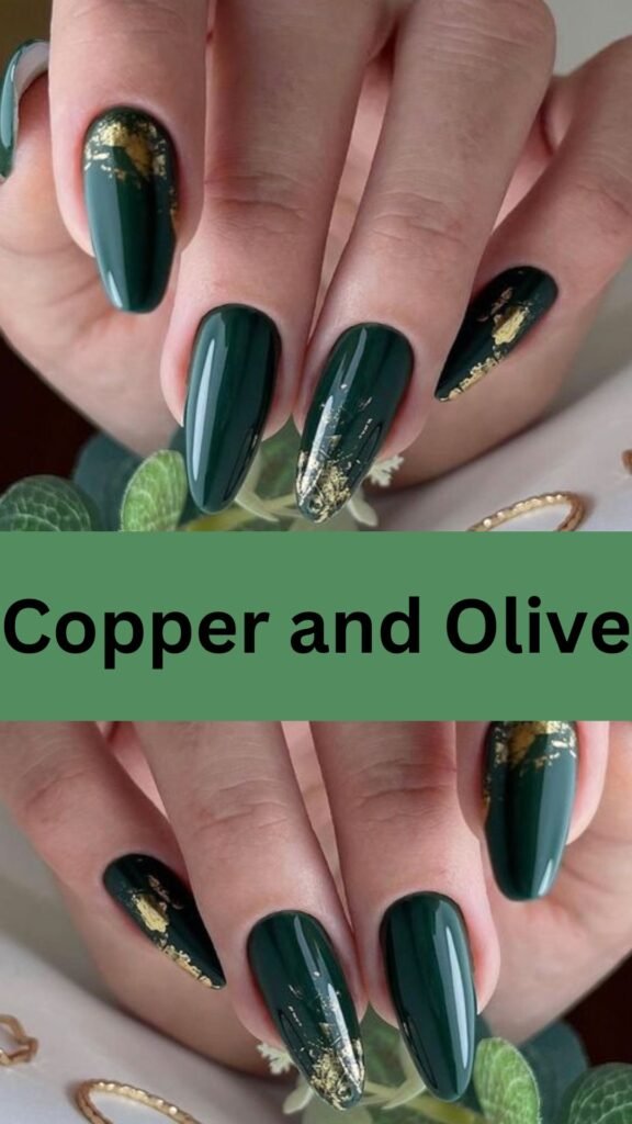 copper-and-olive-metallic-accented-fall-nails-nailstrends.com