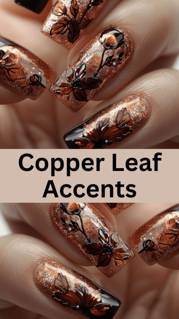 copper-leaf-accents-metallic-accented-fall-nails-nailstrends.com