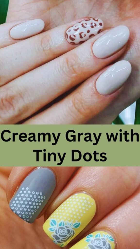 creamy-gray-with-tiny-dots-minimalist-fall-nail-naistrends.com