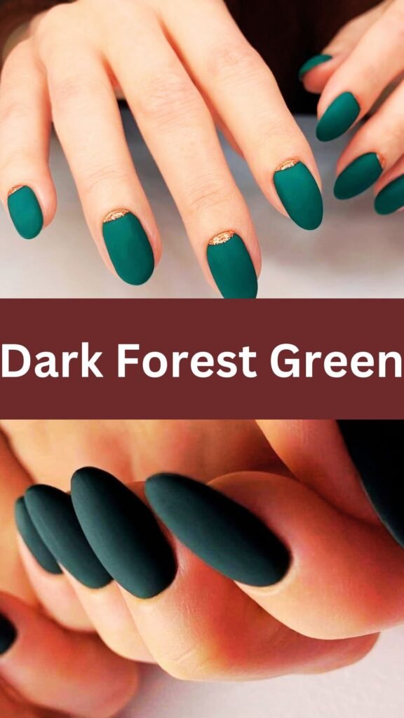 dark-forest-green-matte-fall-nail-nailstrends.com