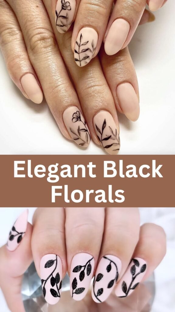 elegant-black-florals-flower-nail-ideas-for-fall-nailstrends.com