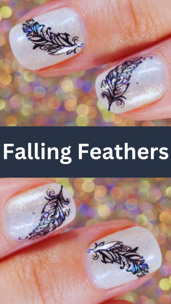 falling-feathers-Stamping-Technique-Fall-Nails-nailstrends.com