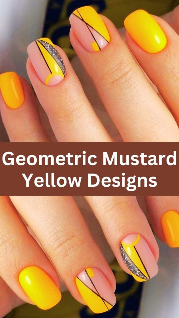 geometric-mustard-yellow-design-fall-nail-nailstrends.com