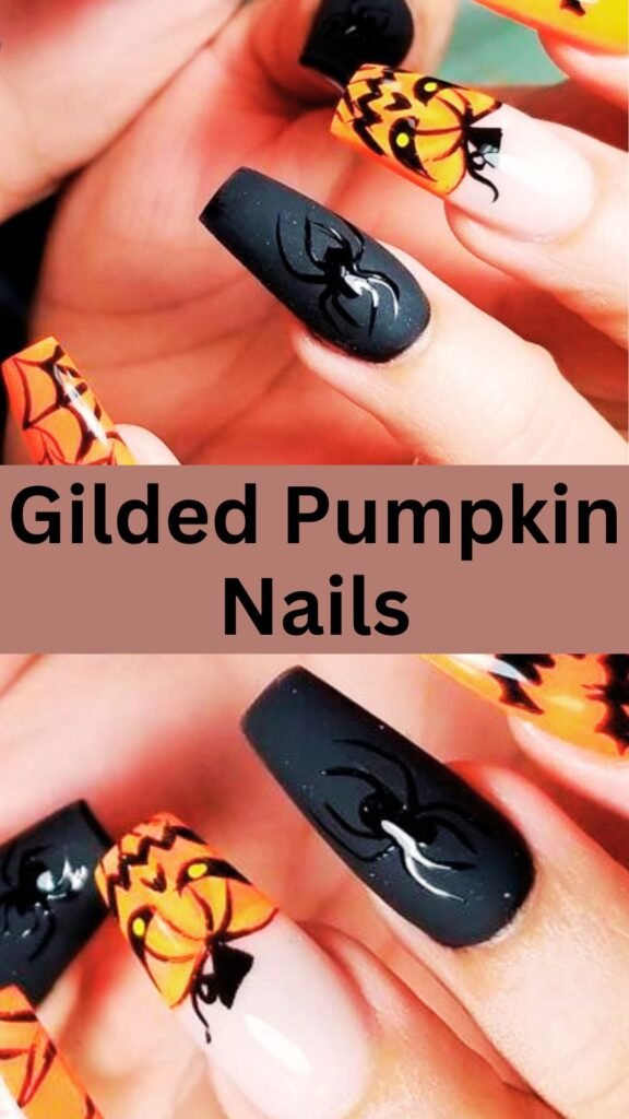 gilded-pumpkin-nails-3d-embellished-fall-nails-nailstrends.com