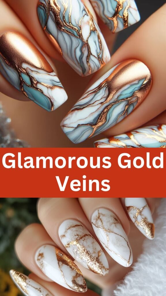 glamorous-gold-veins-fall-marble-nail-designs-nailstrends.com