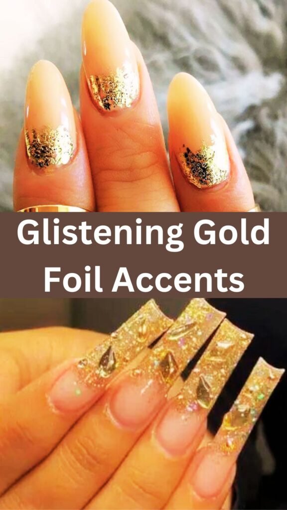 glistening-gold-foil-accents-3d-embellished-fall-nails-nailstrends.com