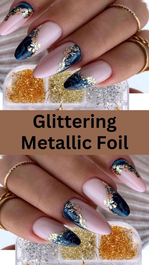 glittering-metallic-foil-metallic-accented-fall-nails-nailstrends.com