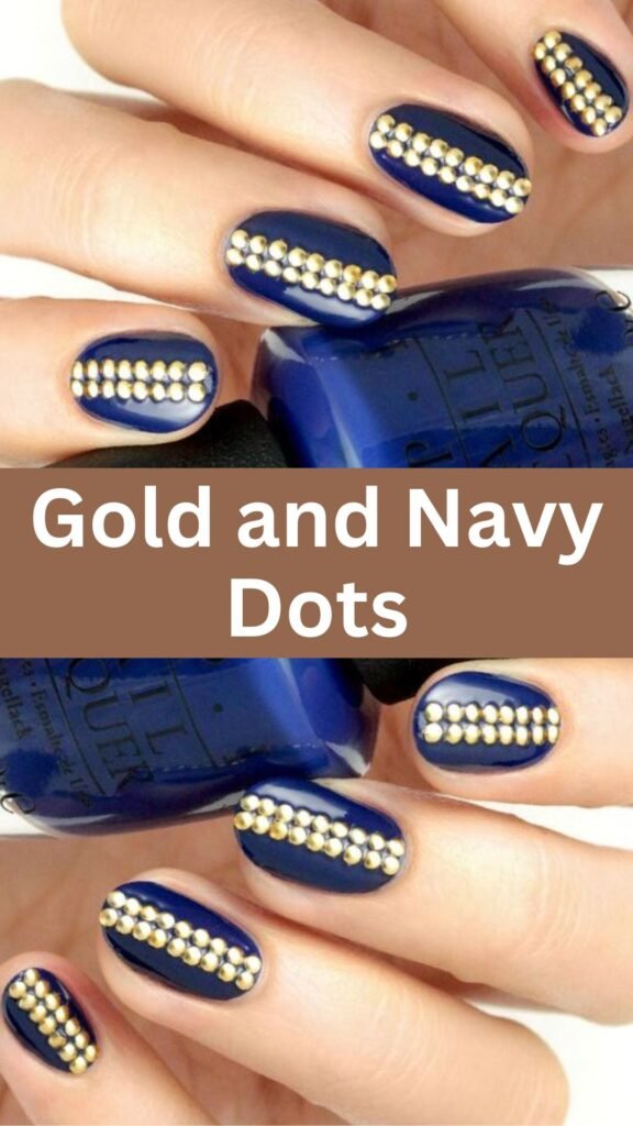 gold-and-navy-dots-metallic-accented-fall-nails-nailstrends.com