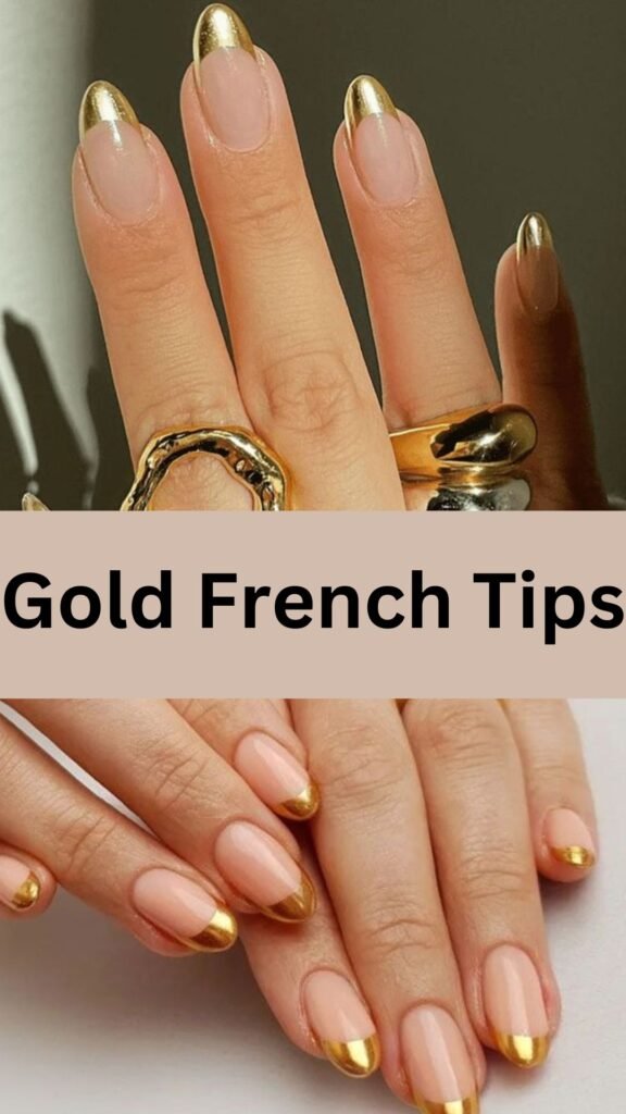 gold-french-tips-metallic-accented-fall-nails-nailstrends.com