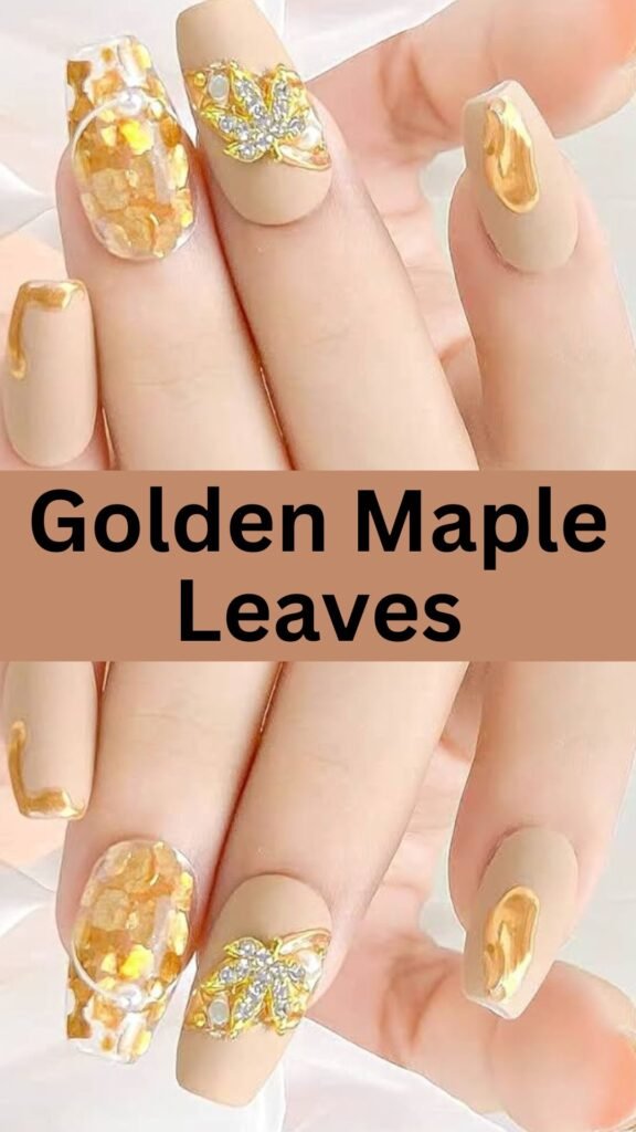 golden-maple-leaves-nature-inspired-nail-nailstrends.com