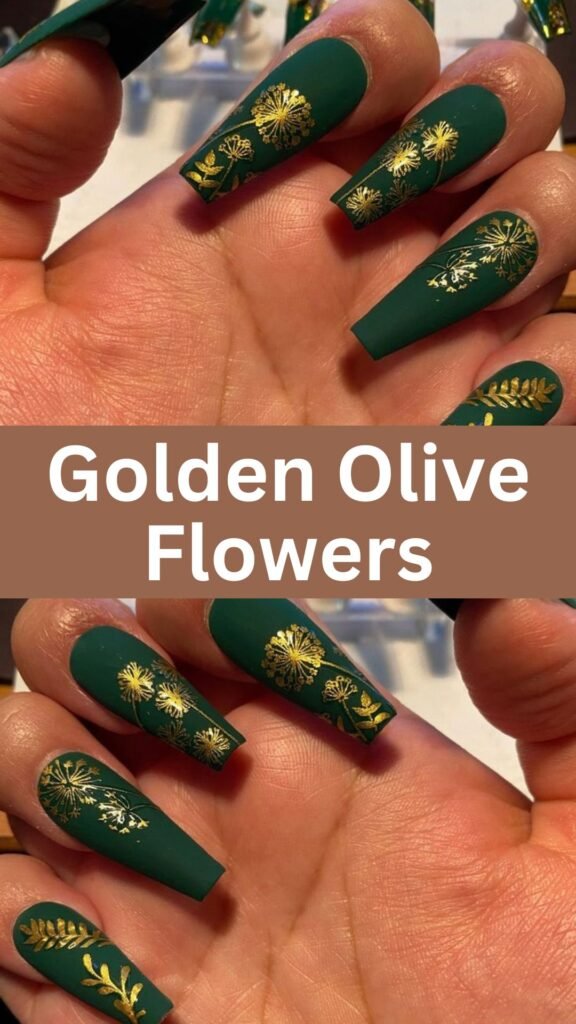 golden-olive-flowers-flower-nail-ideas-for-fall-nailstrends.com