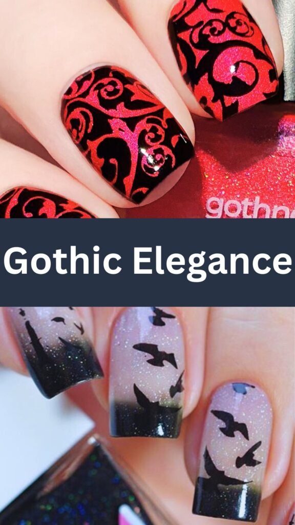 gothic-elegance-Stamping-Technique-Fall-Nails-nailstrends.com