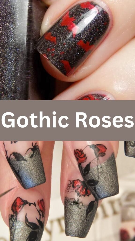 gothic-roses-halloween-nail-art-designs-nailstrends.com