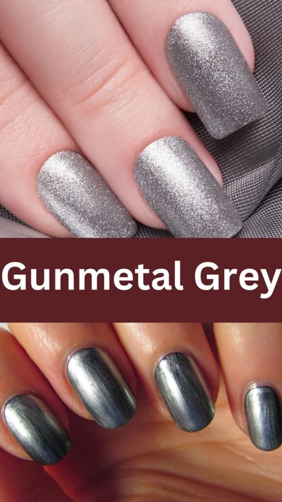 gunmetal-grey-metallic-accented-fall-nails-nailstrends.com