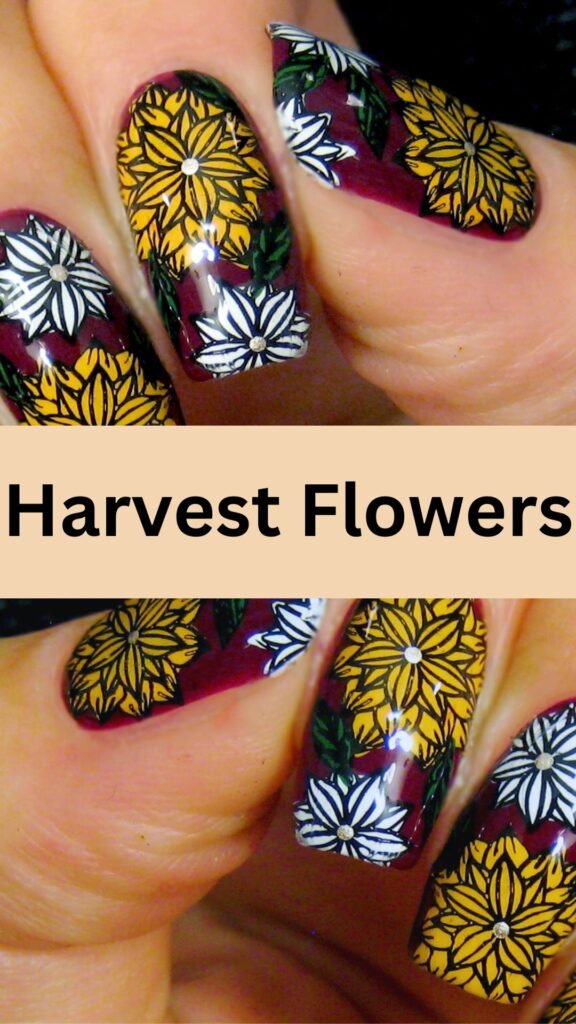 harvest-flowers-Stamping-Technique-Fall-Nails-nailstrends.com