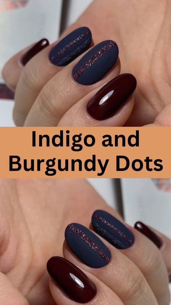 indigo-and-burgundy-dots-fall-blue-nails-nailstrends.com