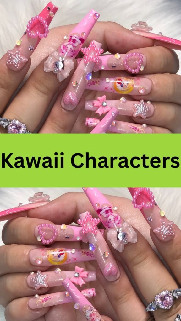 kawaii-characters-girly-and-cute-acrylic-nail-nailstrends.com