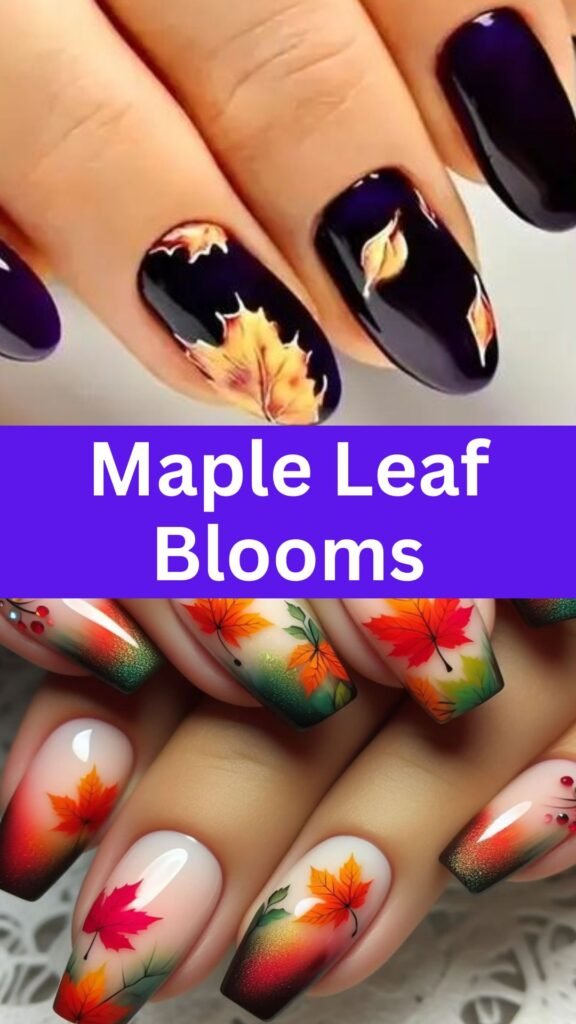 maple-leaf-blooms-flower-nail-ideas-for-fall-nailstrends.com