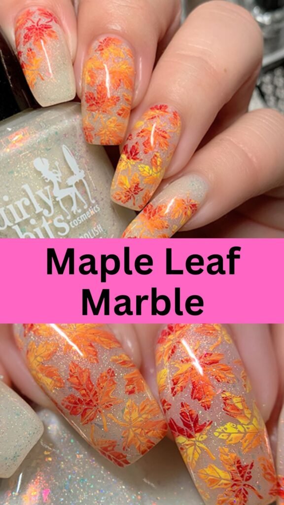 maple-leaf-marble-fall-marble-nail-designs-nailstrends.com