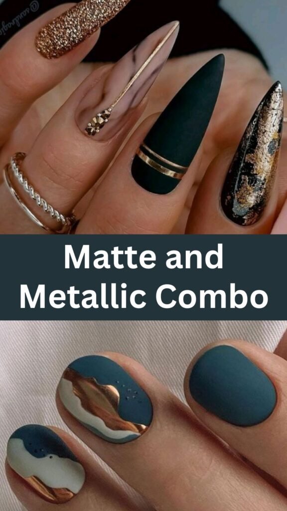 matte-and-metallic-combo-metallic-accented-fall-nails-nailstrends.com