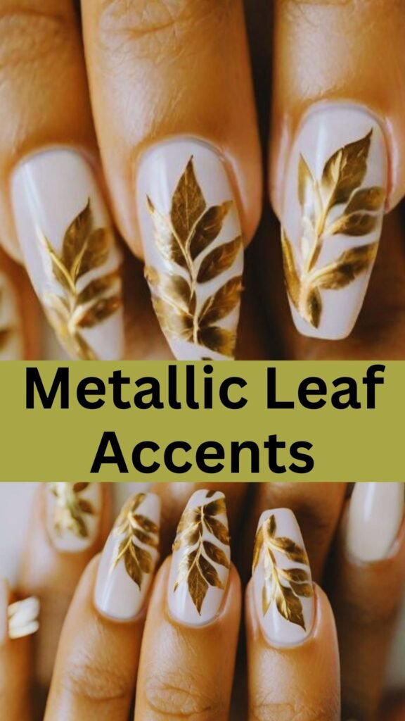 metallic-leaf-accents-fall-nail-nailstrends.com