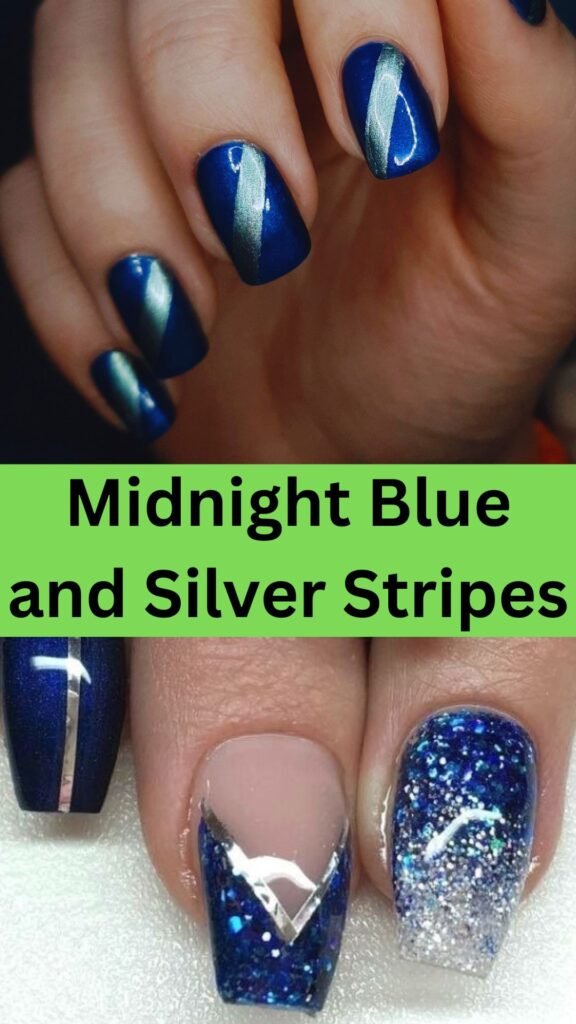 midnight-blue-and-silver-stripes-fall-nail-nailstrends.com