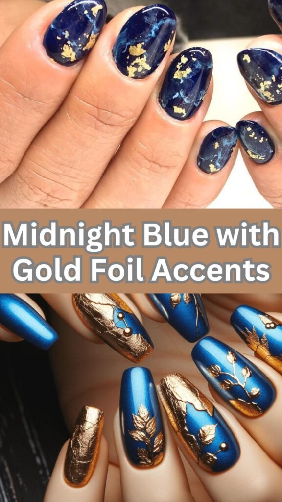 midnight-blue-with-gold-foil-accents-fall-nail-nialstrends.com