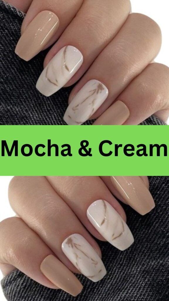 mocha-and-cream-fall-marble-nail-designs-nailstrends.com
