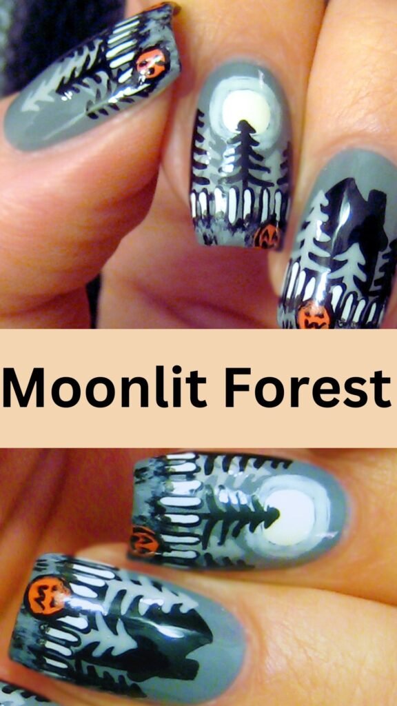 moonlit-forest-Stamping-Technique-Fall-Nails-nailstrends.com